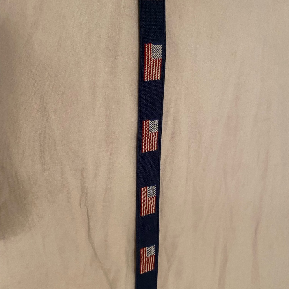 Men's Navy and Brown Flag Pattern needle point Belt - Picture 5 of 8